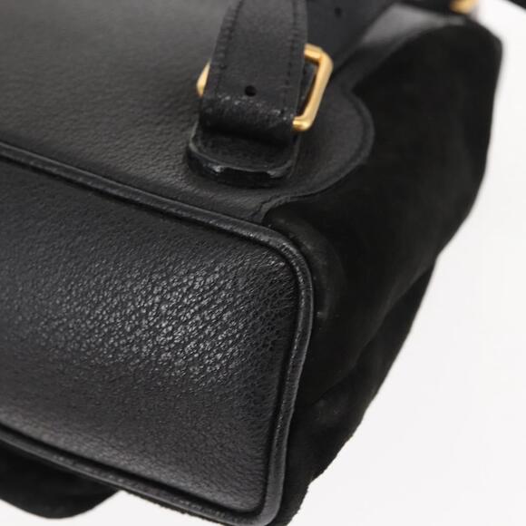 GUCCI Bamboo Backpack Suede Leather Black Auth BA6791 main image 4